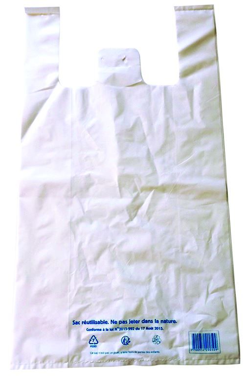 [SB54/50] Sacs bretelles 50 microns - 30x14x54 cm - COLIS DE 400 EX (Blanc)