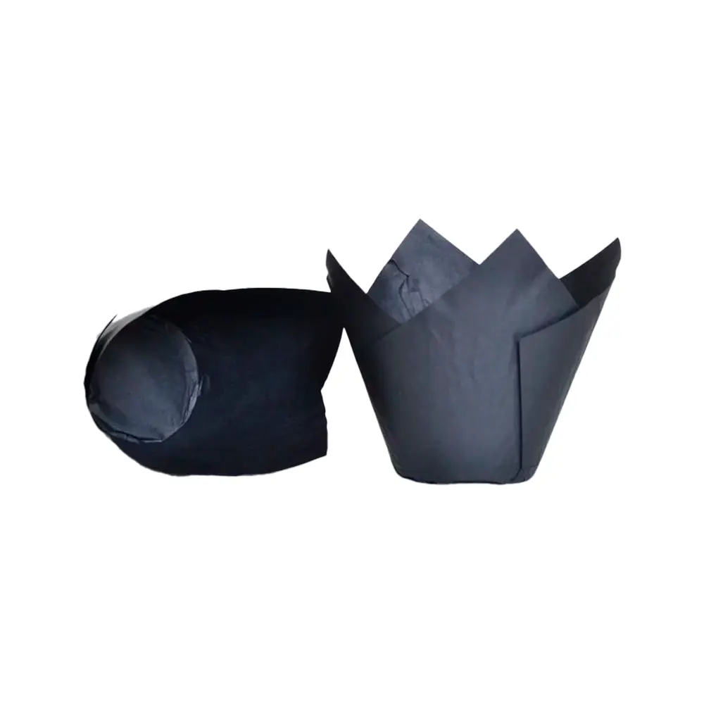 Caissettes tulipes brunes / écru ou noires (Noir, 35 mm)