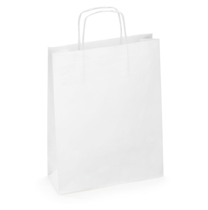 [PT18BLX50] 50 Sacs kraft blanc lisse 18x8x24 cm
